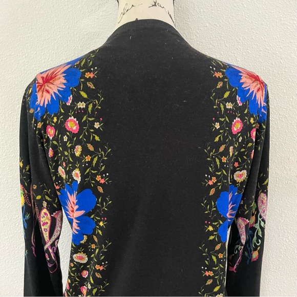 Etro Black top with Blue and Pink Floral Design - Picture 11 of 15